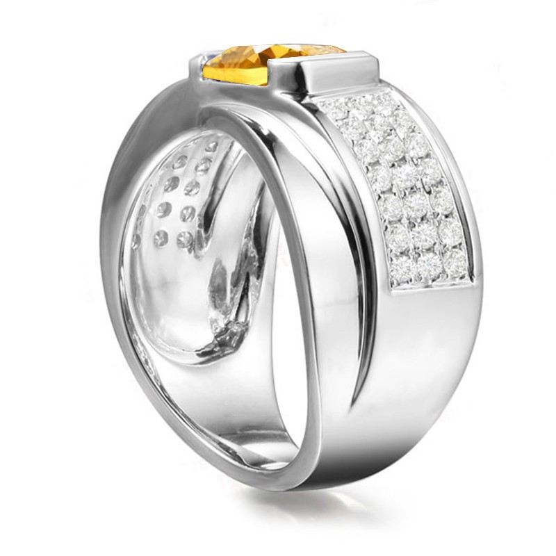 Sona Diamanter Citrin S925 Sterling Silver Damens Förlovnings / Vigselring