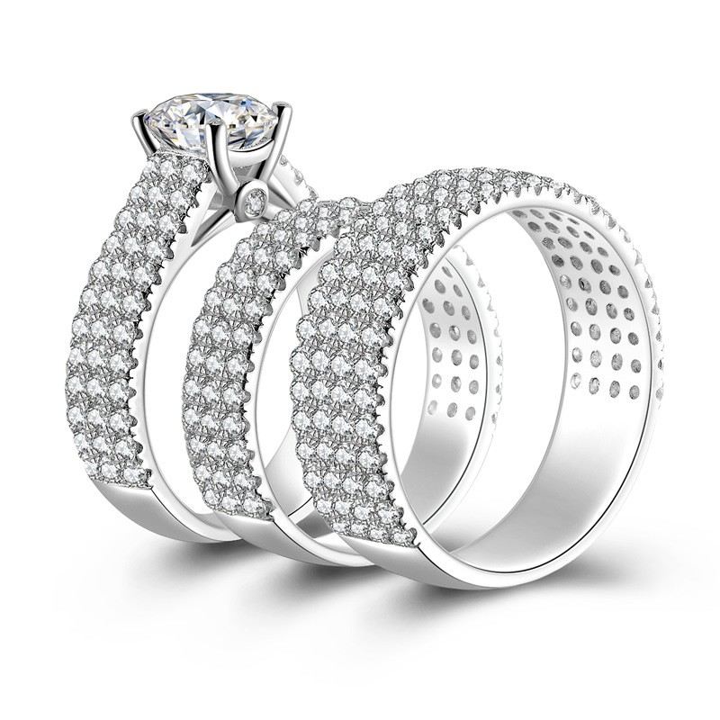 Sona Diamanter Cubic Zirconia Sterling Silver Lovar Bröllopsparringar