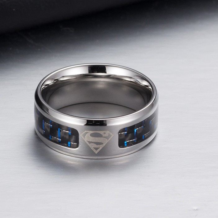 Superman Kolfiber Titan Stål Man Ring