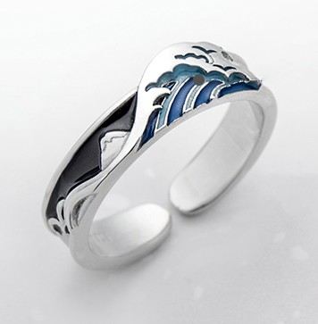 Tidvatten Svårigheter S925 Sterling Silver Älskare Justerbara Par Ringar