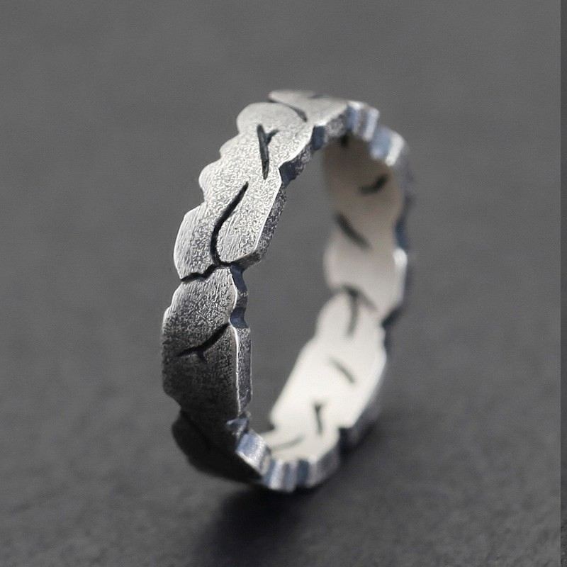 Time Crack S925 Sterling Silver Man Ring Kvinna Ring