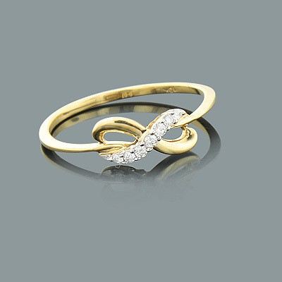 Tunna Damer Diamant Infinity Ring 10K Guld Smycken