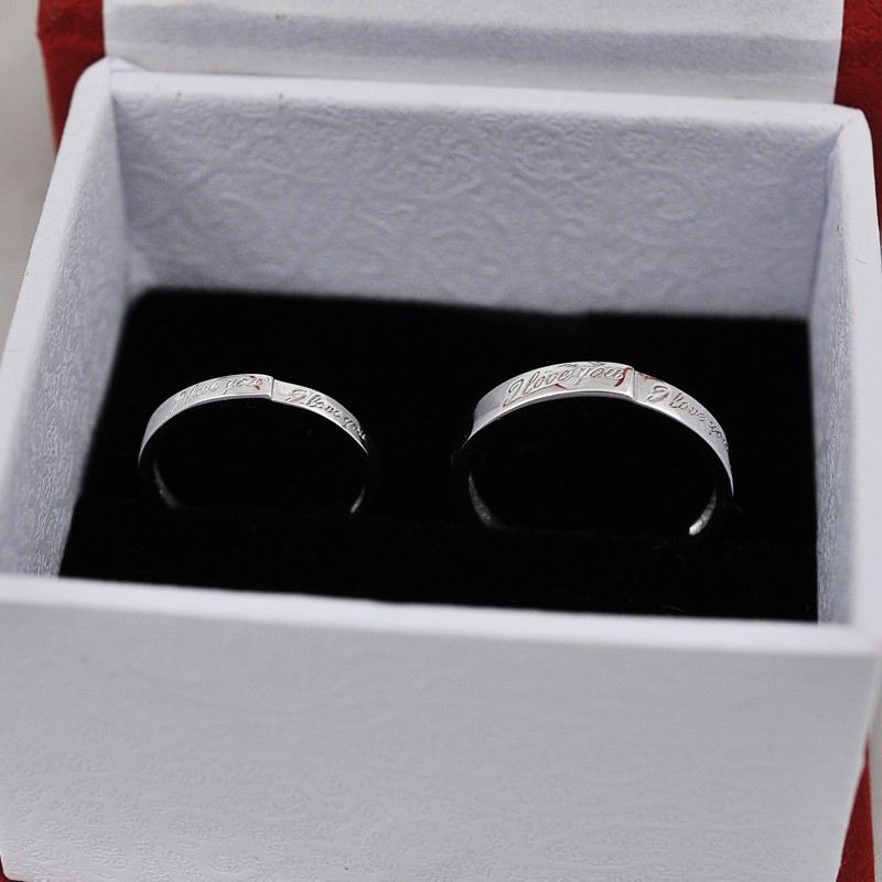 Uttrycka Kärlek "Love You" 925 Sterling Silver Öppning Par Ringar