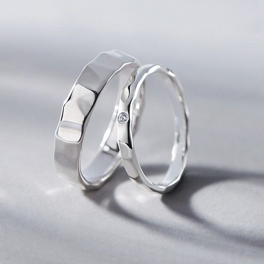 Varje Sida Av Kärlek Enkel Design 925 Sterling Silver Älskare Par Ringar