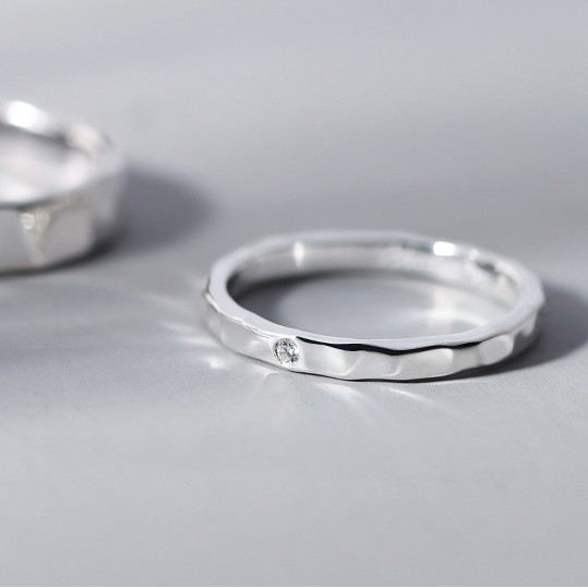 Varje Sida Av Kärlek Enkel Design 925 Sterling Silver Älskare Par Ringar