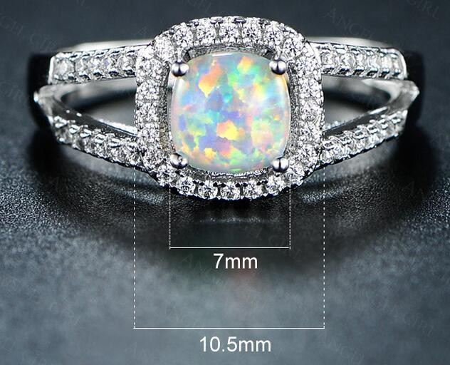 Vit Opal Och CZ Sterling Silverring