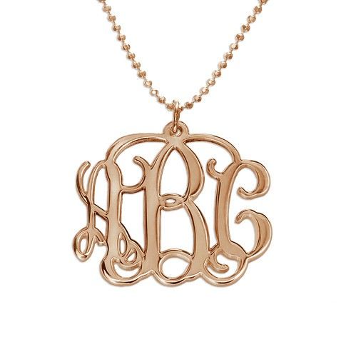 18K Roséguldpläterad 3 Initial Monogram Halsband