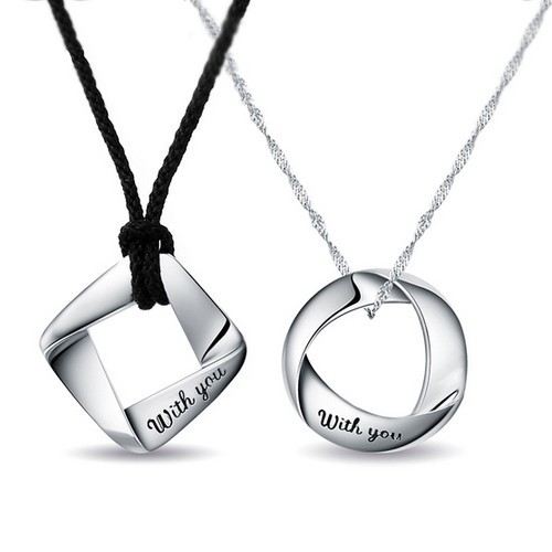 925 Sterling Silver "Love You" Älskare Halsband (Pris För Ett Par)