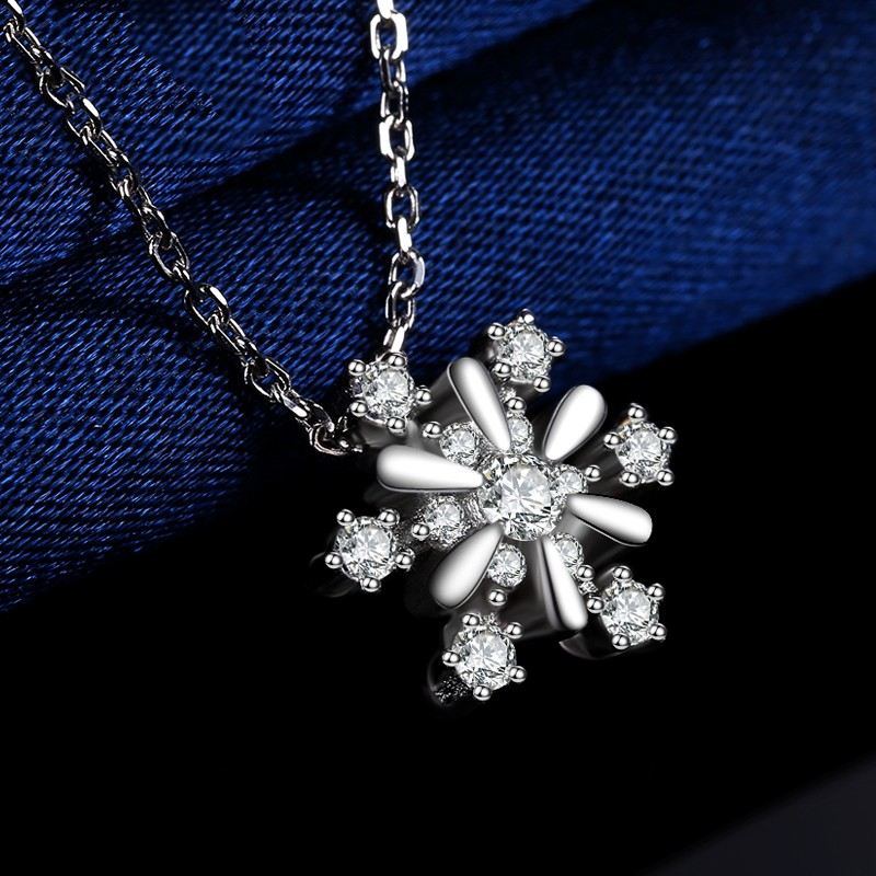 Mode 925 Sterling Silver Romantisk Snöflinga Justerbart Halsband