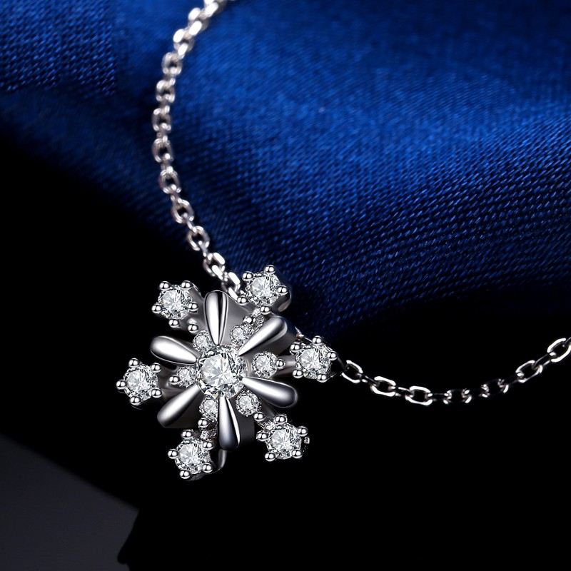 Mode 925 Sterling Silver Romantisk Snöflinga Justerbart Halsband