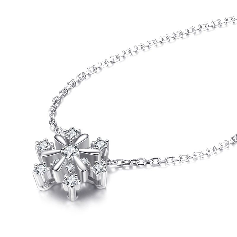 Mode 925 Sterling Silver Romantisk Snöflinga Justerbart Halsband